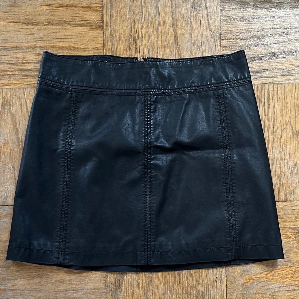 Free People Black Faux Leather Mini Skirt